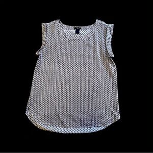 Ann Taylor maroon/black small pattern Boxy Blouse with Rounded Neckline